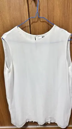 UNIQLO シフォン ノースリーブ シャツ ホワイト