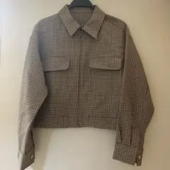 GU ジーユー チェッククロップドシャツジャケット M
