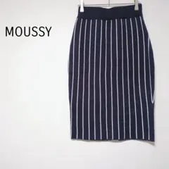 マウジー スカート XS〜S ネイビー ストライプ ウエストゴム きれいめ
