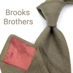 【USA製】ブルックスブラザーズ ネクタイ オリーブグリーン 無地 ソリッド