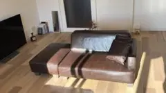 ダークブラウン レザーソファ