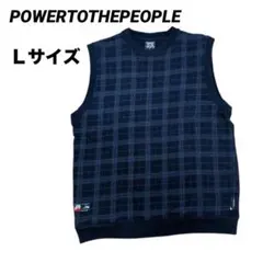 【パワートゥーザピープル】メンズ ベストトレーナー チェック柄 黒 Ｌサイズ