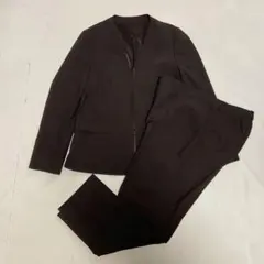 美品 レミュー スーツ パンツ ノーカラー 洗える ダークブラウン　2XL