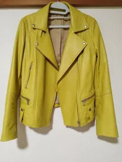 イエロー レザー ライダースジャケット