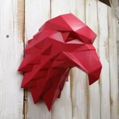 3D イーグルヘッド 彫像 ホームデコレーション 赤い鷲 高さ約32cm