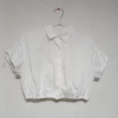 美品☆GU☆袖シャーリングショート丈半袖シャツ