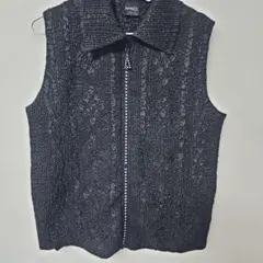 レア物✨Magic ブラック ジレ ストレッチ素材ストーン可愛い