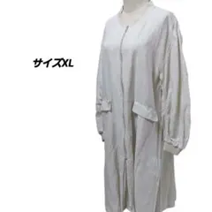 美品　麻綿　薄軽　ジャケット　ロング