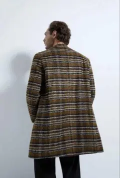 【美品】ZARA 中綿チェックツイードチェスターコート　ロングコート