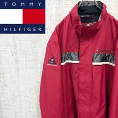 J043《ウォーターストップ》トミーヒルフィガー　ジャケット 90s蛍光テープ