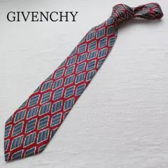 ジバンシィ ネクタイ 赤 総柄デザイン ヴィンテージ 高級感【n8447】