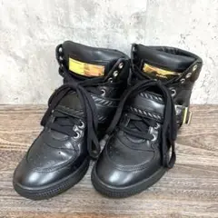 【DIESEL】25.5cm レディースハイカットスニーカー ブラック×ゴールド