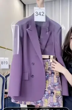 パープル テーラードジャケット　セットアップ