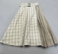 INGNI 配色プリーツ切替チェックスカート ウエストゴム ベルト付き Mサイズ