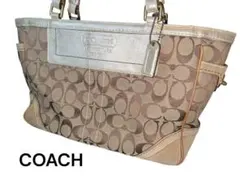 COACH　コーチ　トートバック　ハンドバック　スエード　ゴールド