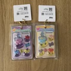 ほっぺちゃん うるちゅるPOPシールミニキーホルダー 紫 黄