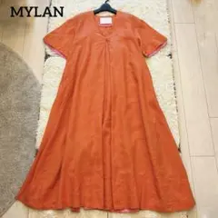 MYLANマイラン Vネックドレス リネンオーバーサイズワンピース