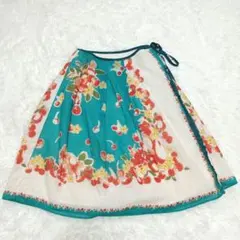 オリーブデオリーブ　花柄ラップスカート　巻きスカート　レトロ　華やかのサムネイル