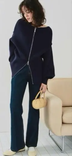 titivate オーバーサイズニットプルオーバー オフショルダー ダブルジップ