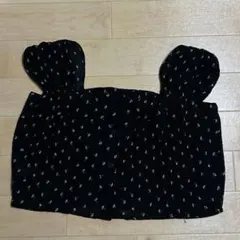 ブラック 小花柄 パフスリーブ クロップドトップスのサムネイル