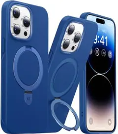 ☆iPhone14ProMax ケース 6.7インチ カバー ブルー スタンド