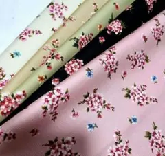 廃盤　ツイル　ハギレ　大きめ　桜　花　5枚セット　各48×44cm
