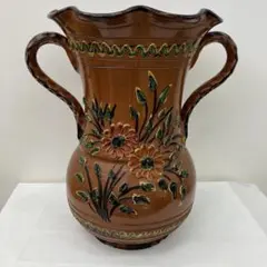 希少 ヴァロリス手描きピッチャー フランス製アンティーク 陶器