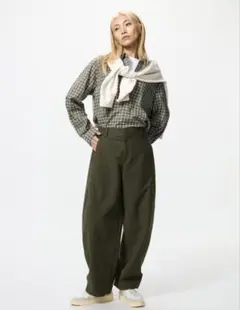 ジャージーバレルレッグパンツ WOMEN L 57 OLIVE