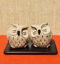 【手づくり陶器】お昼寝フクロウ夫婦