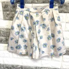 新品タグ付【ジルスチュアート】花柄プリーツキュロットM白ハーフパンツ日本製可愛い