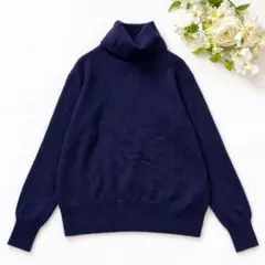 UNIQLOユニクロ 高級カシミヤ100％ タートルネックニット ネイビー L