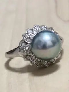 大振り♡プラチナ製 ダイヤ0.28ct アクアマリン0.14ct 蝶々 リング 大振り♡プラチナ製 ダイヤ0.28ct アクアマリン0.14ct 蝶々 リング