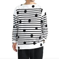 ORCIVAL オーシバル ドット ボーダー バスクシャツ 8分丈 ボートネック