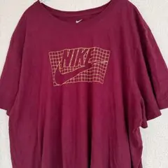 ナイキ Tシャツ XXL ボルドー バーガンディ グリッドロゴ ビッグシルエットのサムネイル