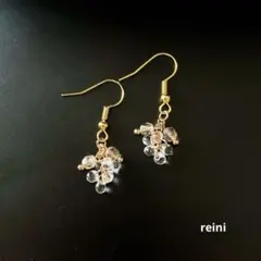 小粒ガラスビーズのピアス イヤリング ハンドメイド