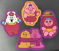 ☆4点セット☆　おぱんちゅうさぎ　んぽちゃむ　お芋ピック　ステッカー　可哀想に！