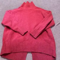 VIS タートルネックセーター レッド フリーサイズ