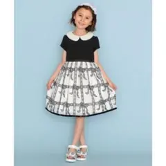 組曲　キッズ　リボンレースドレスワンピース 【150-160cm】襟付き