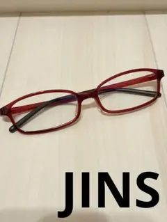 【送料込み♪】 JINS PC　メガネ　度なし　赤　エアフレーム　ケース付き