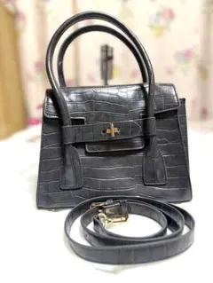 ZARA黒 クロコダイル風 ショルダーバッグ