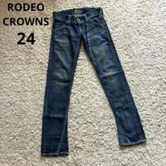 【美品】RODEOCROWNS ロデオクラウンズ　フレアデニム　24 ダメージ
