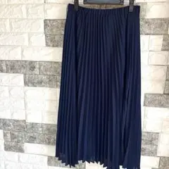 美品【スタイルデリ】styleDELIプリーツスカート ロング丈FネイビーＷゴムのサムネイル