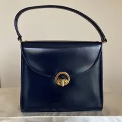 【レア】昭和レトロ ネイビー フォーマルハンドバッグ 冠婚葬祭 セレモニー 上品
