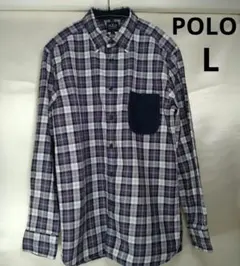POLO メンズ 長袖 ボタンダウンシャツ L チェック柄