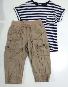 ボーダー柄Tシャツとカーゴパンツセット 140㎝ branshes