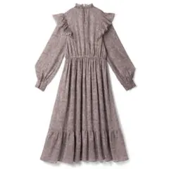 GRL花柄フリルシャーリングワンピース[mc057]紫 M