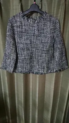 ZARA basic  ツイード　フリンジ　ニット　セーター　ザラのサムネイル