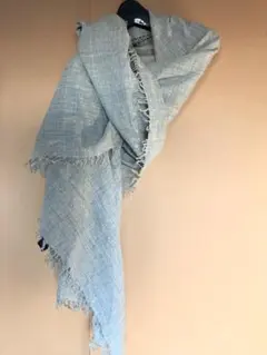 GOS グレー 大判ストール フリンジ付き