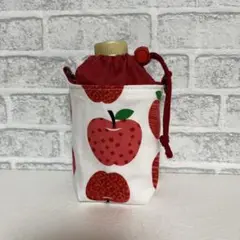 ペットボトルカバー　保冷保温　リンゴ柄 ハンドメイド　280ml用