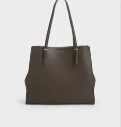 CHARLES & KEITH ダークブラウン トートバッグ